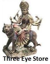 Three Eye Store Eastern Enlightenment Durga On Tiger Statue Decorative Resin Piece, Praying Brass Statue, Polished Statue of Praying Durga MATA Statue.