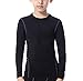 LANBAOSI Boys&Girls Long Sleeve Compression Soccer Practice T-Shirt Black