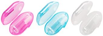 Baby Toothbrush Set of 3pcs - Perfect Finger Toothbrush for Baby Oral Care - Multi Color Baby Toothbrush Holder Cases for Easily Identifying &amp; Storing - Baby Safe Food-Grade Silicon Rubber Brush