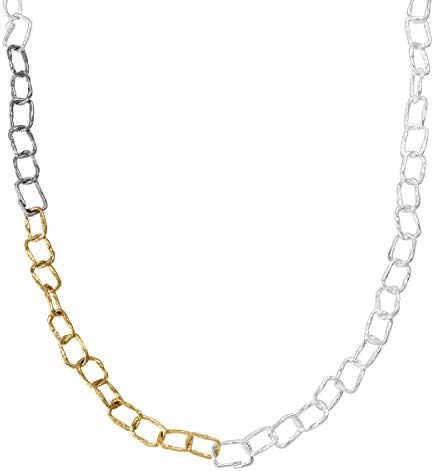Three-Tone Chain Link Necklace 