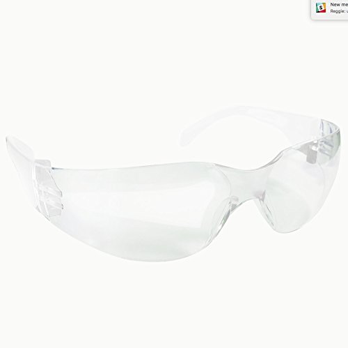 SAFE HANDLER Protective Safety Glasses, Clear Polycarbonate Impact and Ballistic Resistant Lens - White Temple (Box of 12)