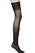 Angelique Women's Plus Size Hosiery Sheer Lace Top Black Thigh High Stockings for Garter Belts
