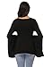 Fancyqube Women's Sexy V-Neck Twist Knot Front Long Bell Sleeve Blouse Tops Black XL