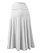 Lock and Love LL WB1105 Womens Lightweight Fold Over Flared Midi Skirt M White