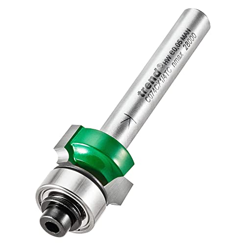 Trend Craftpro Geleide Afgeronde Frees, 1/4 Inch Schacht, 2Mm Radius, 9.5Mm Snijlengte, Inclusief Meerdere Lagers, Hardmetalen Punt (Tct), C074Cx1/4Tc