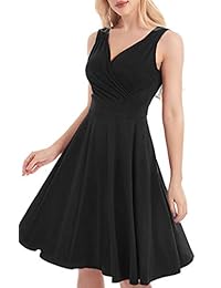 ANGGREK - Vestido de cóctel vintage de los años 50, con cuello en V, elegante, estilo retro, para mujer