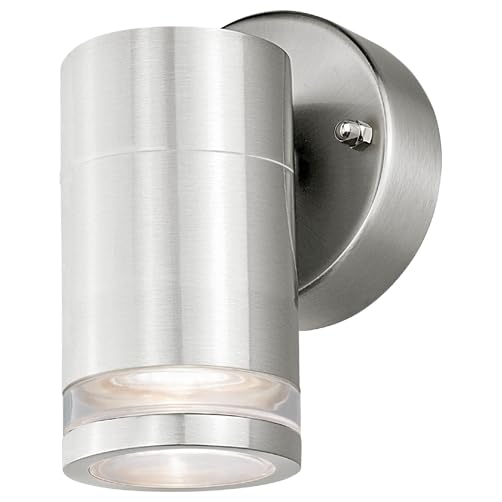 4lite Marinus Outdoor Down Wall Light (Stainless Steel) Rust Free IP44 Rated Exterior Wall Lamp Supplied with 1X Smart GU10 Bulbs - 4L2/7004-4Yr Guarantee