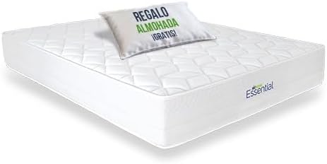| Essenciais | Colchão viscoelástico | Núcleo HR (Alta Resiliência) | Eco-Sustentável e Compactado | Verão-Inverno Reversível | Altura 24 cm | Presente de Almofada (90 x 200 cm)
