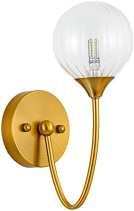 PeiQi Modern Glass Wall Lights Sconces, Stylish E27 Hardwired Iron Metal Holder Wall lamp for Bedroom Living Room Bedside lamp Lighting Fixture-1 Light-B 12x18x29cm