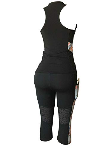 Women Sports Gym Yoga Workout Activewear Sets 2 Pieces Top+Leggings Set (M/L, with Pockets #C) - Thumbnail 4