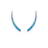 WINNICACA Ear Cuff Crawler Climber Earrings Sterling Silver Created Blue Fire Opal Bar Earrings Christmas Jewelry Gifts for Women