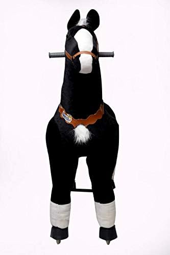 SP Traders Kids Plush Ride On Walking / Rolling Horse Toy with Footers - Black