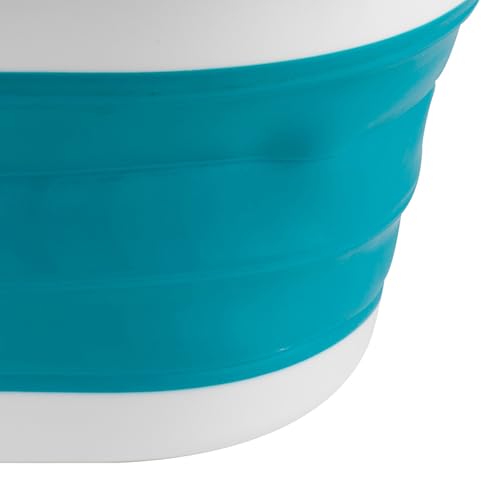 Beldray LA034816TQ Foldable Oval Basket - with Durable Plastic Handles, 37L Capacity, Turquoise, Lightweight, Space Saving Solution, Laundry Basket, Foldable Laundry Basin