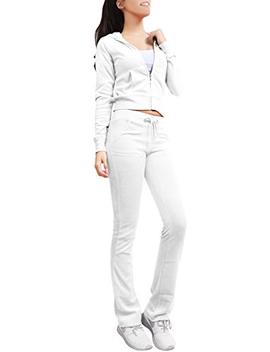 NE PEOPLE Womens Velour/Cotton Hoodie and Sweatpants Tracksuit Set