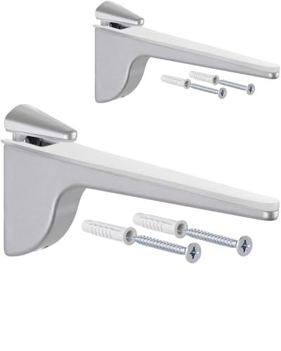 Gedotec Design Glass Shelf Support - Silver Aluminum | 2 Pieces - Heavy Duty Shelf Support | Pinocchio | Metal wall Shelf | Heavy Duty Shelf Support with Load Capacity up to 50 kg | Shelf Support