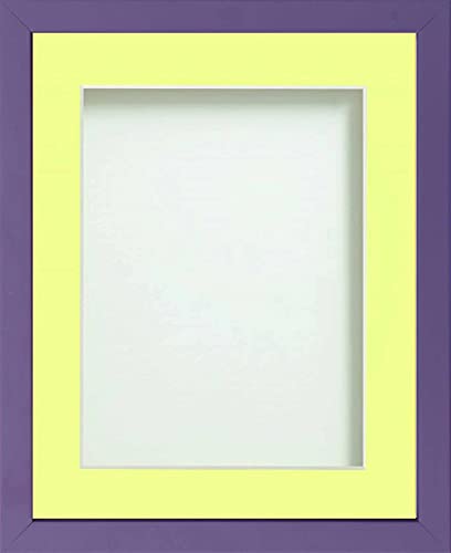 Frame Company Jellybean Range Purple Wooden 7x5 inch Picture Photo Frame with Lemon Bon Bon Mount for Image 6x4 inch * Choice of Colours & Sizes* Fitted with Perspex