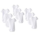 Spasilk Baby 9 Piece Size Grow with Me Short Sleeve Bodysuits, White, Assorted 3-6-9 Months