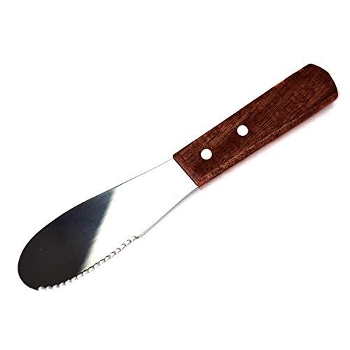 Butter Knife, Stainless Steel Butter Spreader Knife Blade for Toast Sandwiches Cakes Bread - Lightweight Utensil With a Serrated Cutting Edge and Wooden Handle