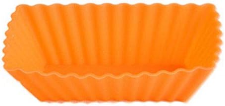 Muffin Cup 12 PCS Rectangle Silicone Soap Cookies Cupcake Bakeware Pan Unique Tray J7W3