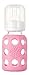 Lifefactory 4-Ounce Glass Baby Bottle with Protective Silicone Sleeve and Stage 1 Nipple Pink (LF110003C4)