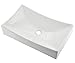 Comllen Above Counter Rectangle White Porcelain Ceramic Bathroom Vessel Sink Art Basin