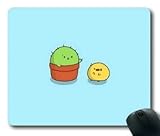 Cartoon Cactus with Small Chicken Rectangle Mouse Pad
