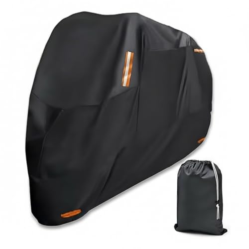 Beauenty Universal Motorcycle Cover,Preventing Wind, Rain,Snow,Dust,Uv Rays With Anti Theft Lock Hole,Reflective Strips,Storage Bag,All Season Durable 420D Oxford Fabric,(XL,Black)