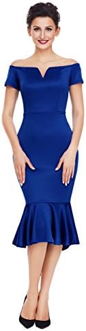 AGOGO Club Ruffles Short Sleeve Off Shoulder V Neck Formal Mermaid Party Midi Coctail Business Formal Dress