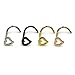 Kokkn 3 Pcs Heart Nose Studs Piercing Ornament Nose Ring Screw Stainless Steel Curved Nose Nails (Silver)