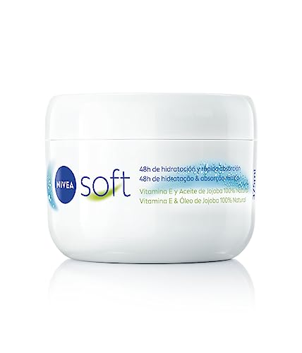 Soft (1 x 375 ml), crema multiusos con aceite de jojoba y vitamina E, crema hidratante intensiva para el cuidado de la piel de cara, cuerpo y manos, sin parabenos