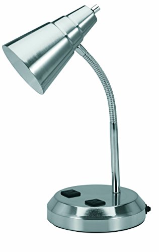 UPC 676090003643, V-LIGHT Charging Outlet CFL Desk Lamp with 2 Grounded 2.5A Power Outlets and Adjustable Gooseneck Arm (VS20105BN)