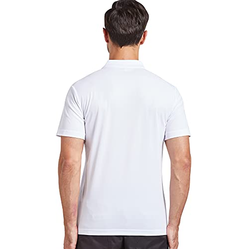 CASEI MEN’S POLO SHIRTS SHORT SLEEVE T SHIRTS QUICK DRY PERFORMANCE TACTICAL SHIRTS MOISTURE WICKING GOLF SHIRT（WHITE,XL）