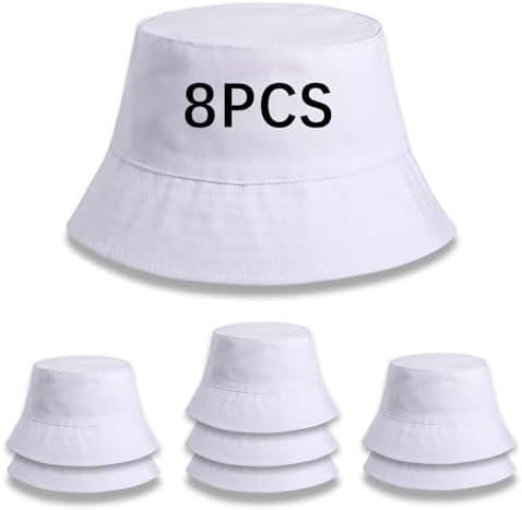 Geyoga 8 Pack Cotton Bucket Hat Foldable Packable Fishing  display picture 3