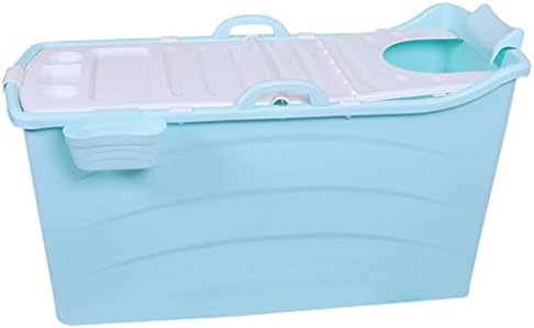 Foldable bathtub adult/children's plastic large baby swimming portable/non-inflatable tub/laundry tub (Color : Blue, Size : Large)