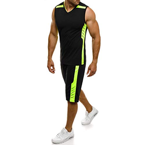 Men's Shorts Casual Classic Fit Drawstring Summer Beach Shorts Pants with Elastic Waist and Pockets (Black, 2XL) - Thumbnail 2