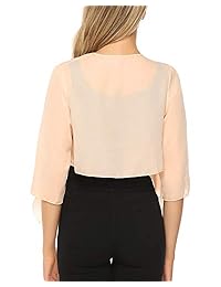 Hawiton Bolero de gasa de manga 3 4 para mujer con parte frontal abierta