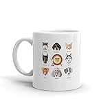 Dogs Set Icon Head Muzzles Breed Bulldog Dachshund Husky Chihuahua Dalmatian Doberman Terrier Poodle Jack Russell Funny Mugs Cups Ceramic 11oz