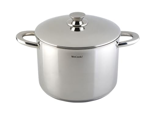 Wecook! Cooking Pot with Lid and Integrated Measuring Scale, Diameter 26 cm, 10 Litres, Stainless Steel Pot without Coating, Dishwasher Safe, Suitable for All Hobs Including Induction