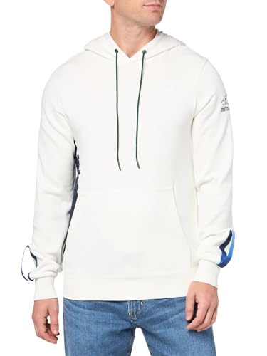 Lacoste Men's Unisex x Théo Curin Organic Cotton Hoodie, Flour/Navy Blue, Small