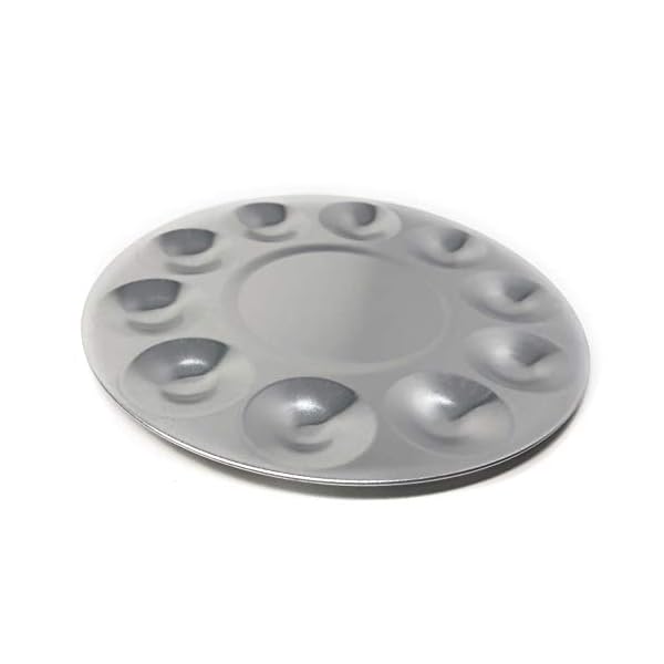 Rusoji 2Pcs Round Aluminum Paint Tray Palette Mixing Plate with 10