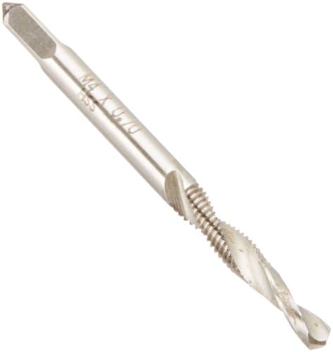 Michigan Drill 789 Series High-Speed Steel Combined Tap and Drill Bit, Uncoated (Bright) Finish, Round with Square End, 2 Spiral Flute, M4 X 0.7 Ground Thread