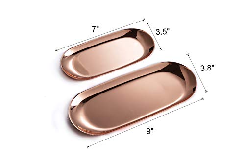 Stainless Steel Jewelry Trays, 9 and 7 Inch Rose Gold Tray for Grids Rings Earrings, Serving Platter, Elegant Home Decorative - Thumbnail 7