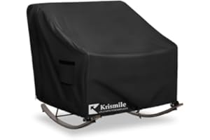 Krismile Outdoor Rocking Chair Cover, Heavy Duty Waterproof Papasan Chair Cover with Split Zipper, Easy to use, Black