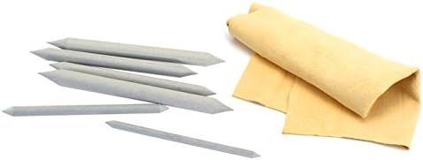 Artist Blending Kit for Pastels, Charcoal, Pencil and Paint: 3โx4โ genuine chamois skin + 8 tortillion stumps