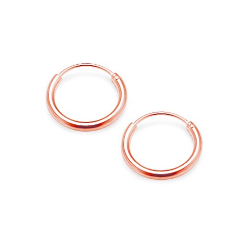 Sterling Silver Small Polished Endless Hoop Earrings 1.2mm x 10mm Assorted Colors