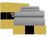 URBANHUT Egyptian Cotton Sheets Set - 1000 Thread Count 100% Cotton King Size Sheets (4 Piece), Luxury Bed Sheets King, Deep Pocket, Soft & Silky Sateen Weave (Silver Grey)