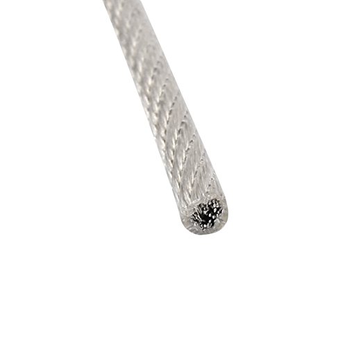 uxcell 5M Length 4mm Diameter Plastic Coated Flexible Steel Wire Cable Rope Silver Tone