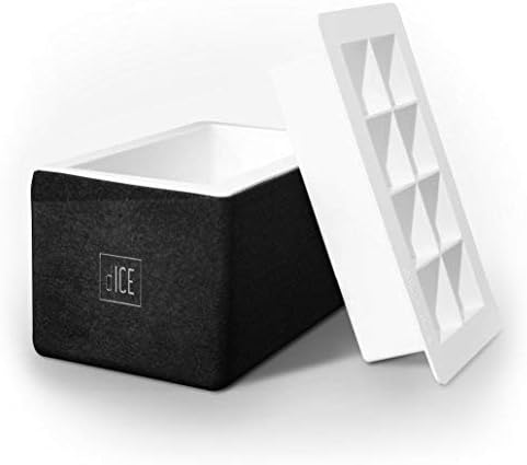 dICE Cube Maker (Crystal Clear Ice Cube Maker) Black - Bisphenol (BPA, BPS, BPF, EA) Free Silicone Ice Cube Tray for 8 Crystal Clear Ice Cubes (2" x 2" x 2”)
