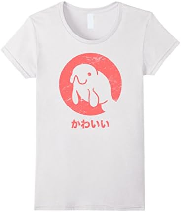 Womens Retro "Kawaii" Manatee T-Shirt Small White