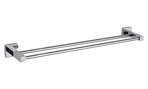 Chrome 24-Inch Bathroom Double Towel Bar Bathroom Hardware Accessory Double Rod Towel Rail